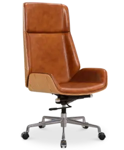 Bureaustoel Charles Cognac Leer, Essen Hout