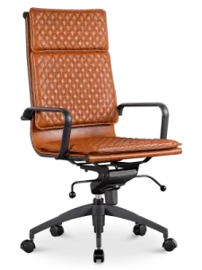 Diamond Softpad Bureaustoel Cognac | Hoge Rug