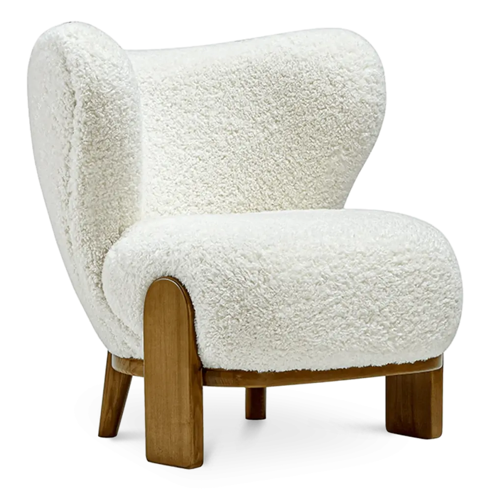 Little Kita Fauteuil Wit | Walnoot Pootjes
