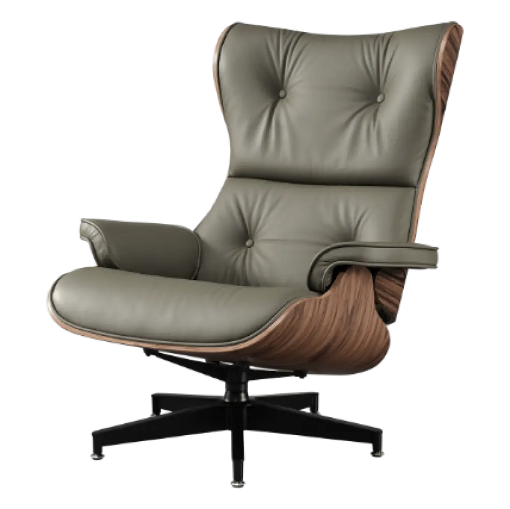 Cavel Lounge Chair Olijf Groen Leer | Naturel Palissander Schalen - TEST IMPORTt