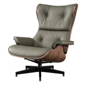 Cavel Lounge Chair Olijf Groen Leer | Naturel Palissander Schalen - TEST IMPORTt