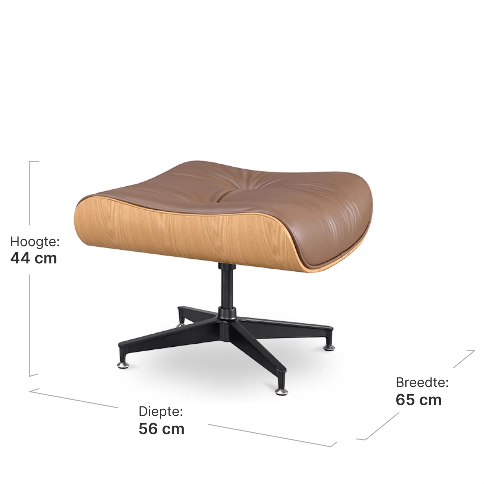 Cavel Lounge Chair Ottoman / Hocker Bruin Leer | Essen Schaal