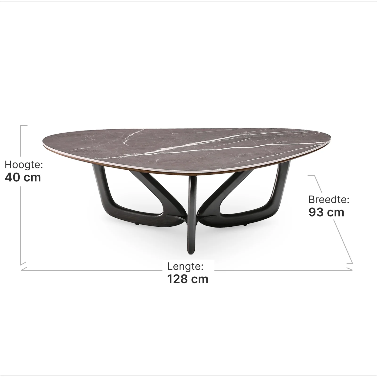 Japandi Salontafel Butterfly | Antraciet Keramiek | Zwart Onderstel