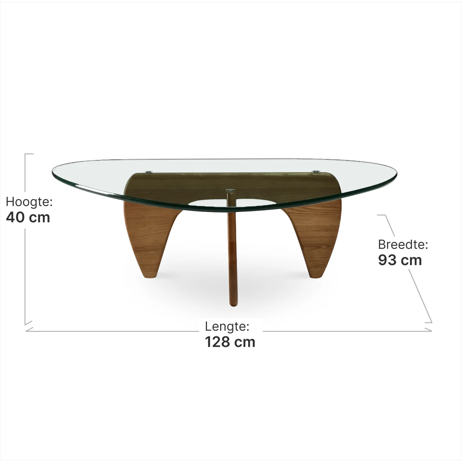 Japandi Salontafel Sabi | Glazen Blad | Walnoot Onderstel